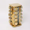 Square gold-colored condiment rack [20 condiment bottles]