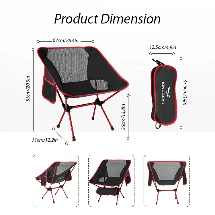 RTS Custom Portable Lightweight 120kgs Folding Foldable Aluminum 7075 Moon Camping Chair  for Hiking
