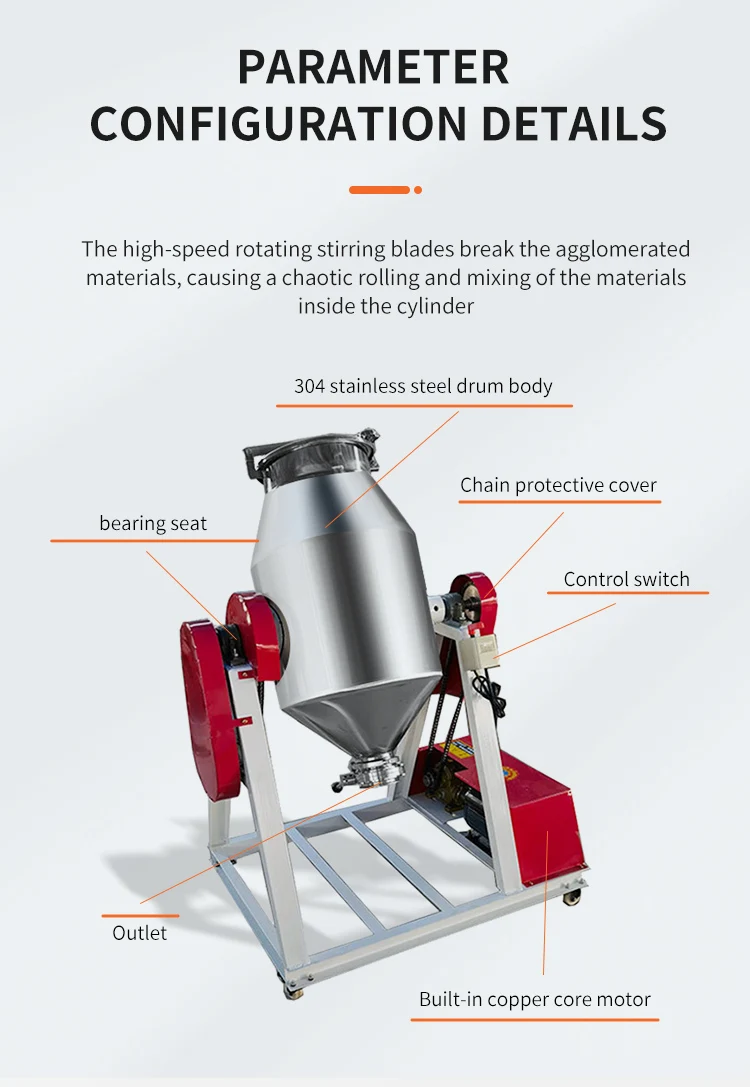 Full Automatic Powder Mixer Drum Machine Stainless Food Concrete Blender supplier