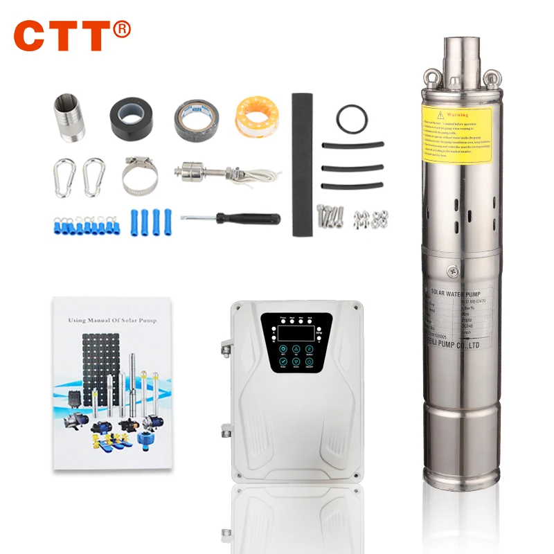 100 m Deep Well Solar Water Pump Solar Dc Brushless Solar Bore Pump Kit 3 Inch Submersible Solar Powered Deep Well Pump