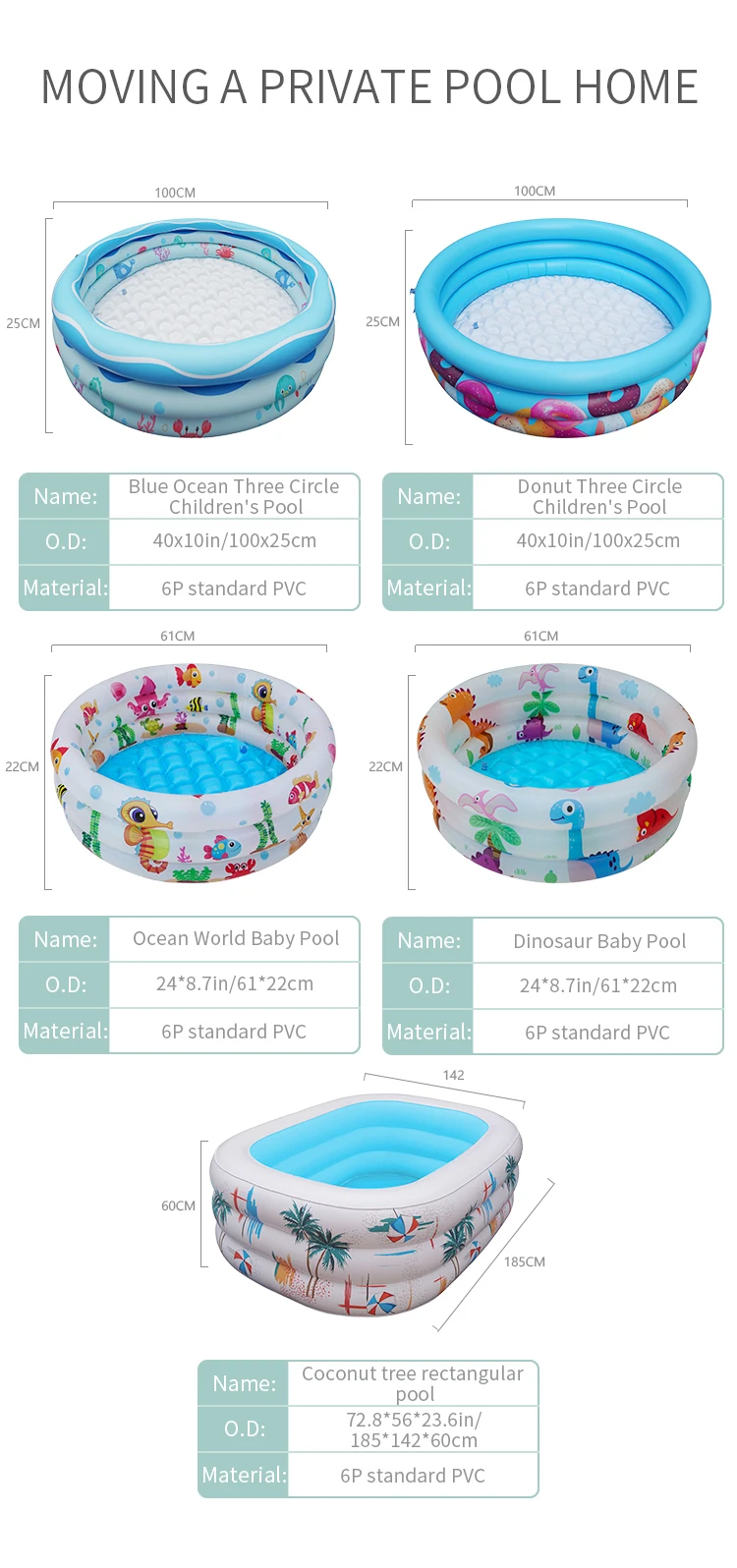 Round Swim Paddling Pool Accessory Inflatable Outdoor Kiddie Pool For