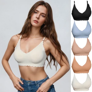 Large Size Seamless Breathable Comfortable Everyday Summer Knitted Sports Bra with Wavy Design