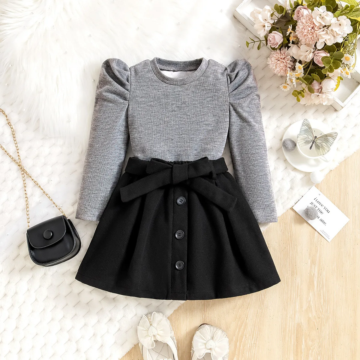 2024 Autumn Winter Toddler Girl Fashion Clothing Sets Solid Color
