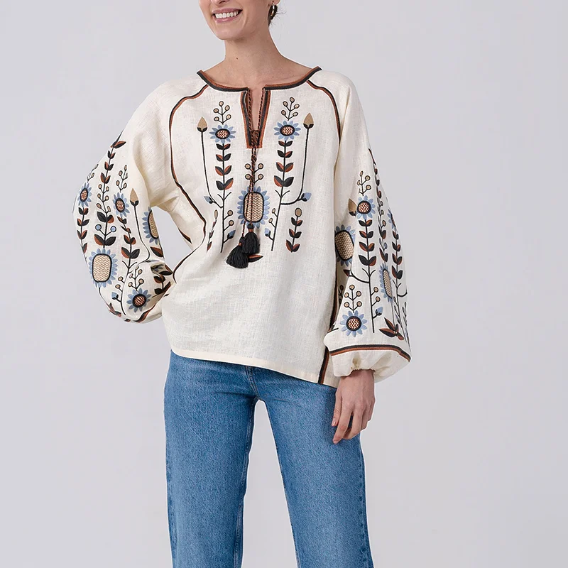 【新品未使用】ロンハーマン　Indian Embroidery Blouse Elegant Embroidered Blouse with Pearl Bead Detailing
