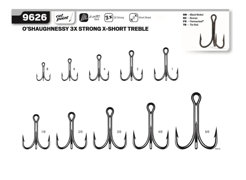 Hook VMC O´Shaughnessy 3X-Strong X-Short Treble 9626PS N6