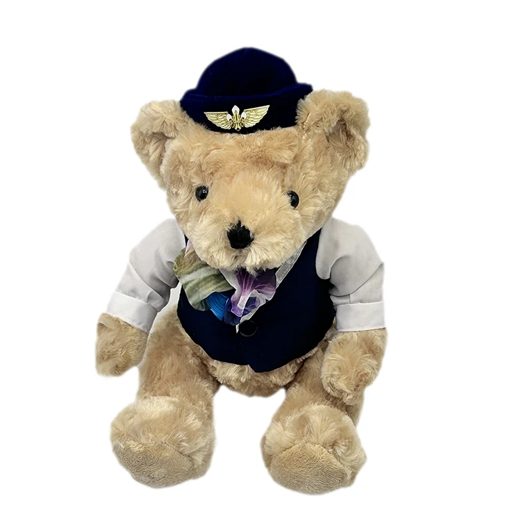 Hot sale wholesale uniform airplane captain hostess soft stuffed bear ...