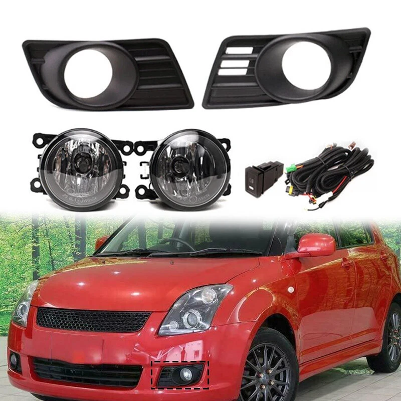 Clear Lens Fog Lights for Suzuki Swift 2007 2008 2009 2010 Front Fog Lamps Kit Car Styling Spot Light With Cables and Switch