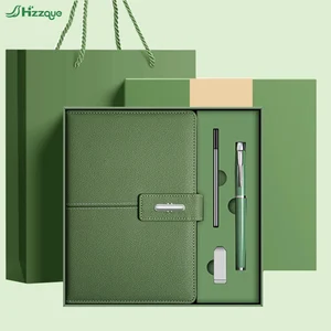 Ready to Ship USB Flash A5 Stationery Set with Leather Cover Notebook Journal and Pen Gift 8G USB Flash Set