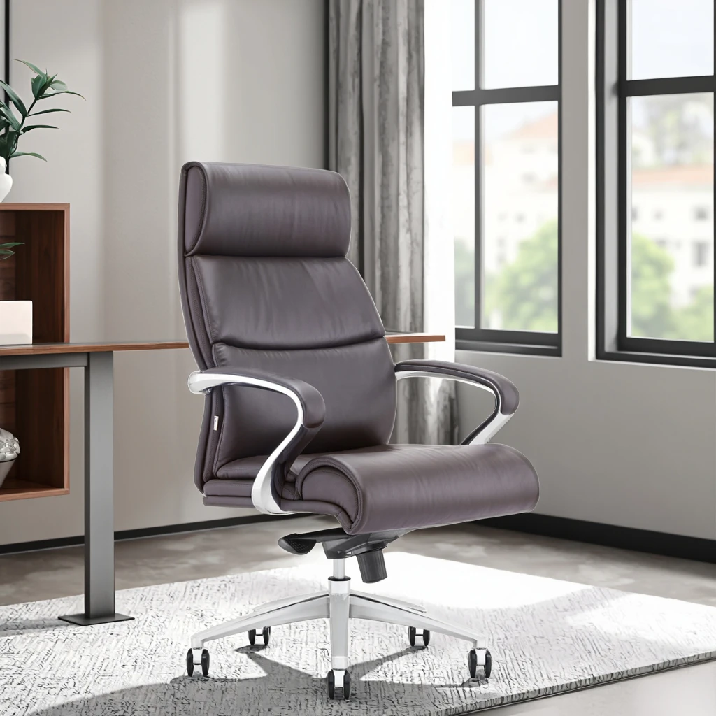 Luxury Executive Throne Double Plywood Core Aluminum Armrest Caps Premium Office Centerpiece 4