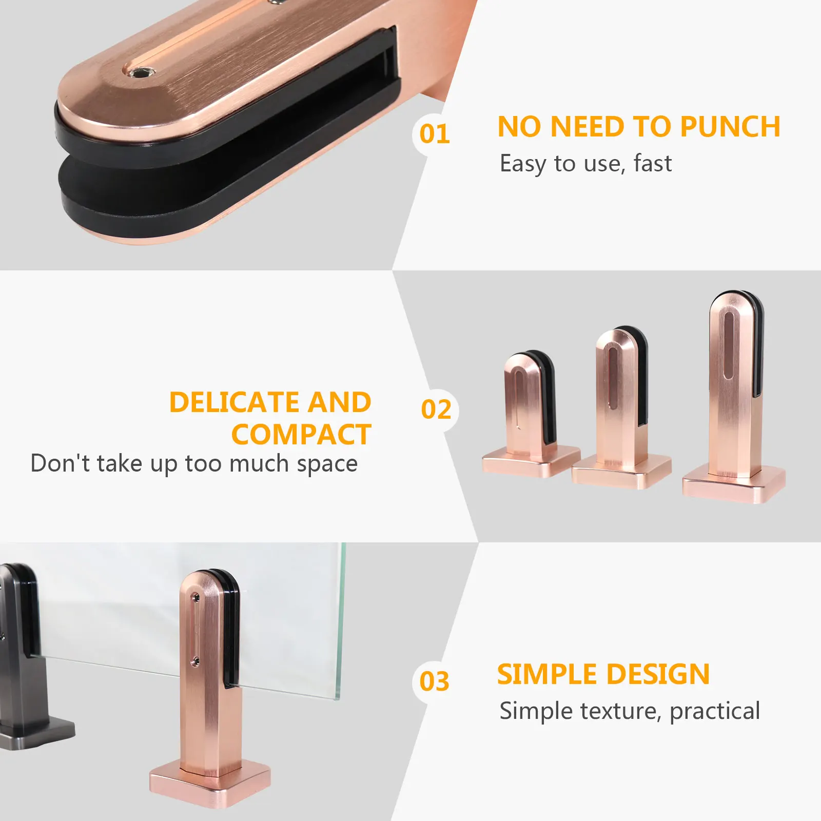 Morsetti Per Vetro Temperato - Acciaio Inox 304 Antiruggine - Per Recinzioni Piscina, Balcone, Ringhiere - Adatta Spessori 8-15mm - Foto 9