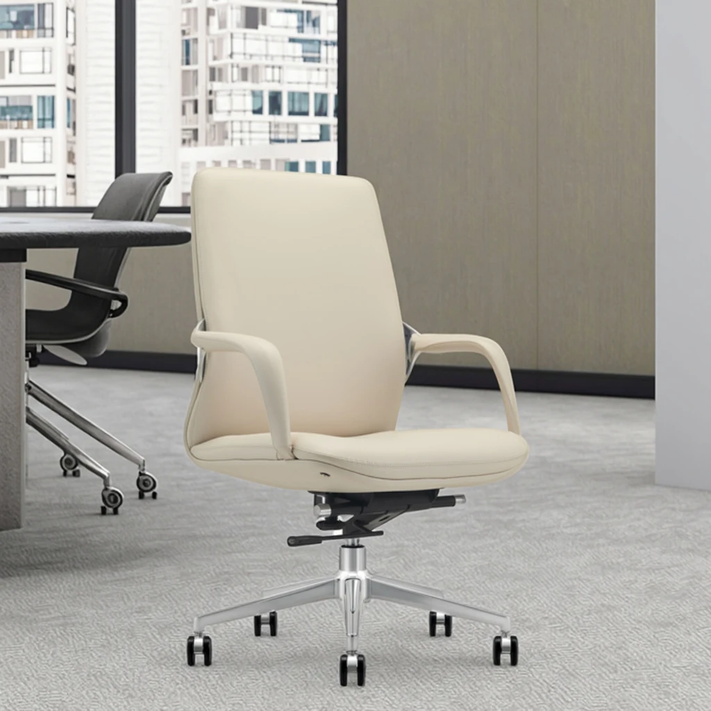 Contour Back Office Chair Waterfall Seat Edge Electroplated Base Contemporary Business Decor 2