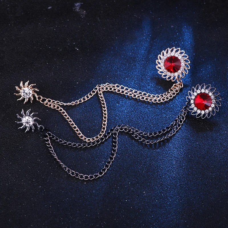 Men Suit High Quality Luxury Jewelry Fashion Lapel Pin Chain Brooches