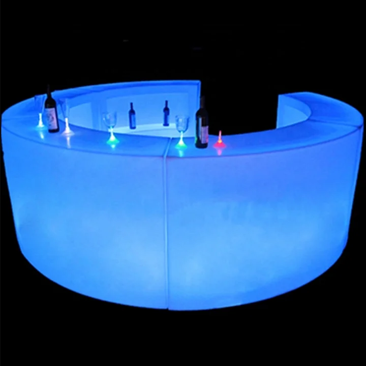 Assembly Party Plastic Portable bar LED Curved Bar Table Illuminated Nightclub Furniture Glowing Lightweight Circle Bar Counter