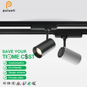 PULUOTI DC48V Indoor Led Track Light Black Cob Spotlight with Magnetic Ceiling Mount 800LM/1200LM Aluminum for Living Room