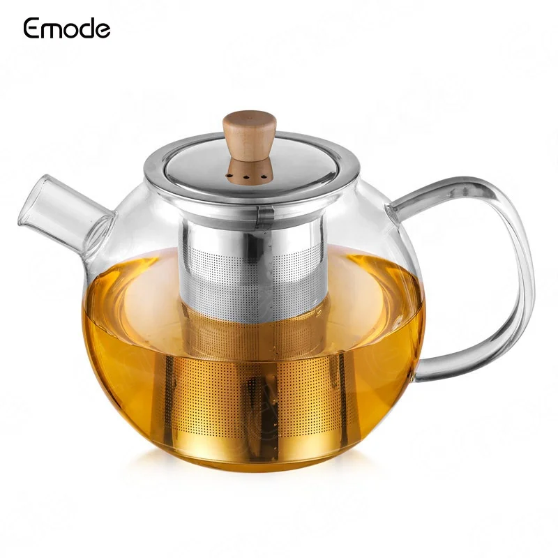 Kitchen Glass Teapot with Infuser - Glass Tea Kettle for Stove Top with  Removable Stainless Steel Strainer, Microwave & Dishwasher Safe, Tea Pot  with Blooming, Loose Leaf Tea Sampler, Tea Maker