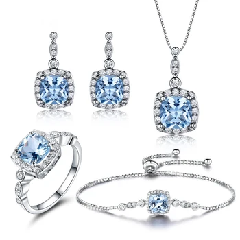 wholesale jewelry sets 925 sterling silver sky blue topaz ring