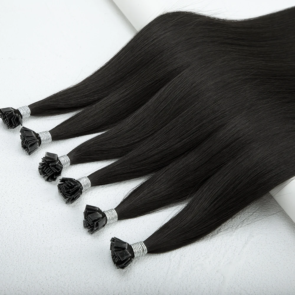 Single Donor Full Cuticle Aligned 100% Pre-Bonded Remy Hair Keratin Prebonded Slavic Russian Flat Tip Hair Extension Human