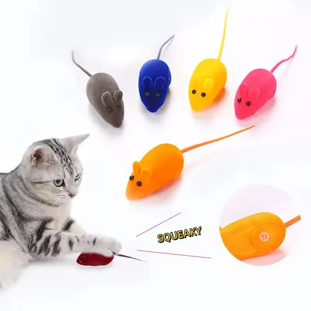 Uniperor Eco friendly Flocking Mouse Funny Cat Toys Sound Plush Rubber Vinyl Mouse Pet cat toy cheap Realistic Sound Toys Cat