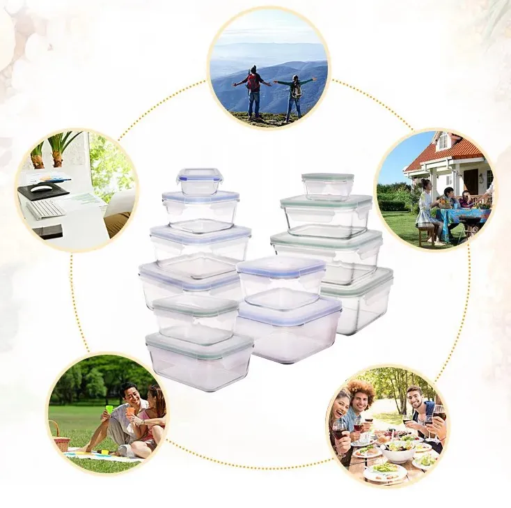 6 шт. стекло еда контейнер набор герметичный нестабильный Пакет box BPA бесплатная еда контакт Стекло контейнер кухня еда контейнер для хранения
