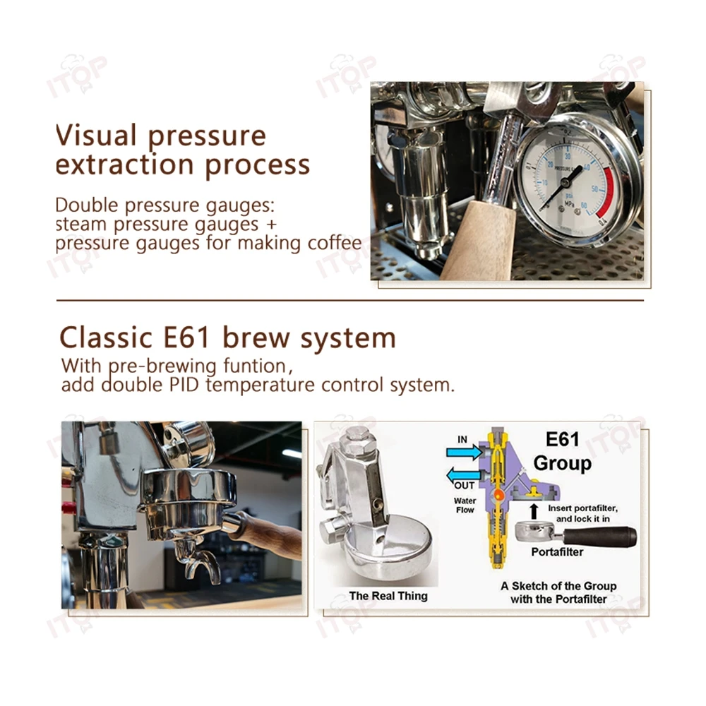 Pid Control E61 Brew System Double Boiler Espresso Coffee Machine Commercial Coffee Machine Coffee Maker
