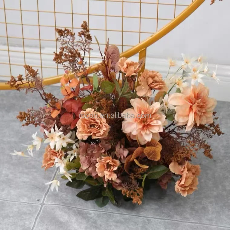 Terracotta Dusty Rust Orange Autumn Fall Wedding Flower Garland  Round Arch Wedding Swag for Circular ArchWedding Backdrop