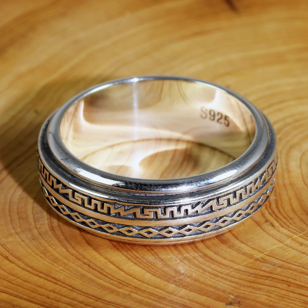 SKCESS Anello Uomo In Argento 925 Con Zirconio, Design Geometrico - Gioiello Elegante In Confezione Regalo Per Fidanzato, Marito, Compleanno - 3