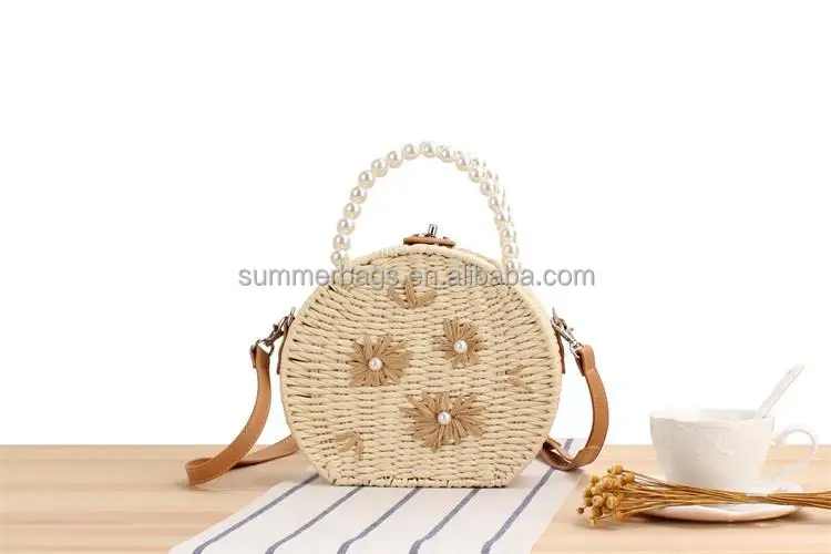 Justin Taylor Beach Date Straw Rattan Handbag in Ivory