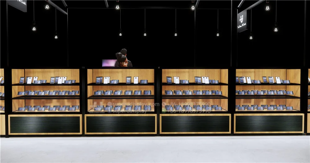 High Transparent 3D Drawing Glass Display Counter Mobile Phone Store Furniture Cell Phone Display Counter Modern Display Cabinet