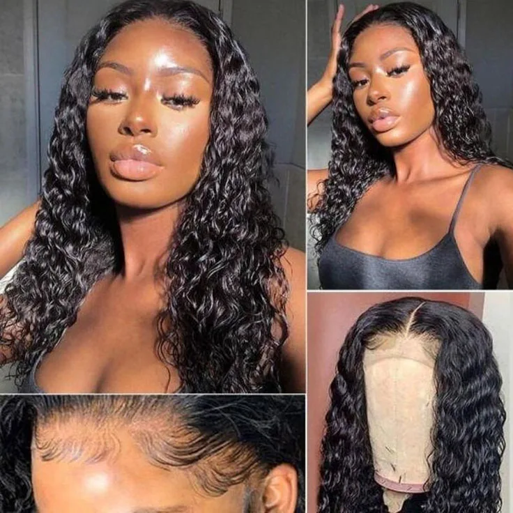 200% Density 100% Virgin Remy Human Hair for Lace Front Transparent Lace Wig 18 Inch Tall Bun Glueless Long Curly Full Lace