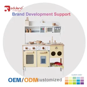 EDULAND Popular Wooden Kitchen Toy Set for Girls Pretend Play Educational Kitchen & Food Toys Preschool Toys for Toddlers