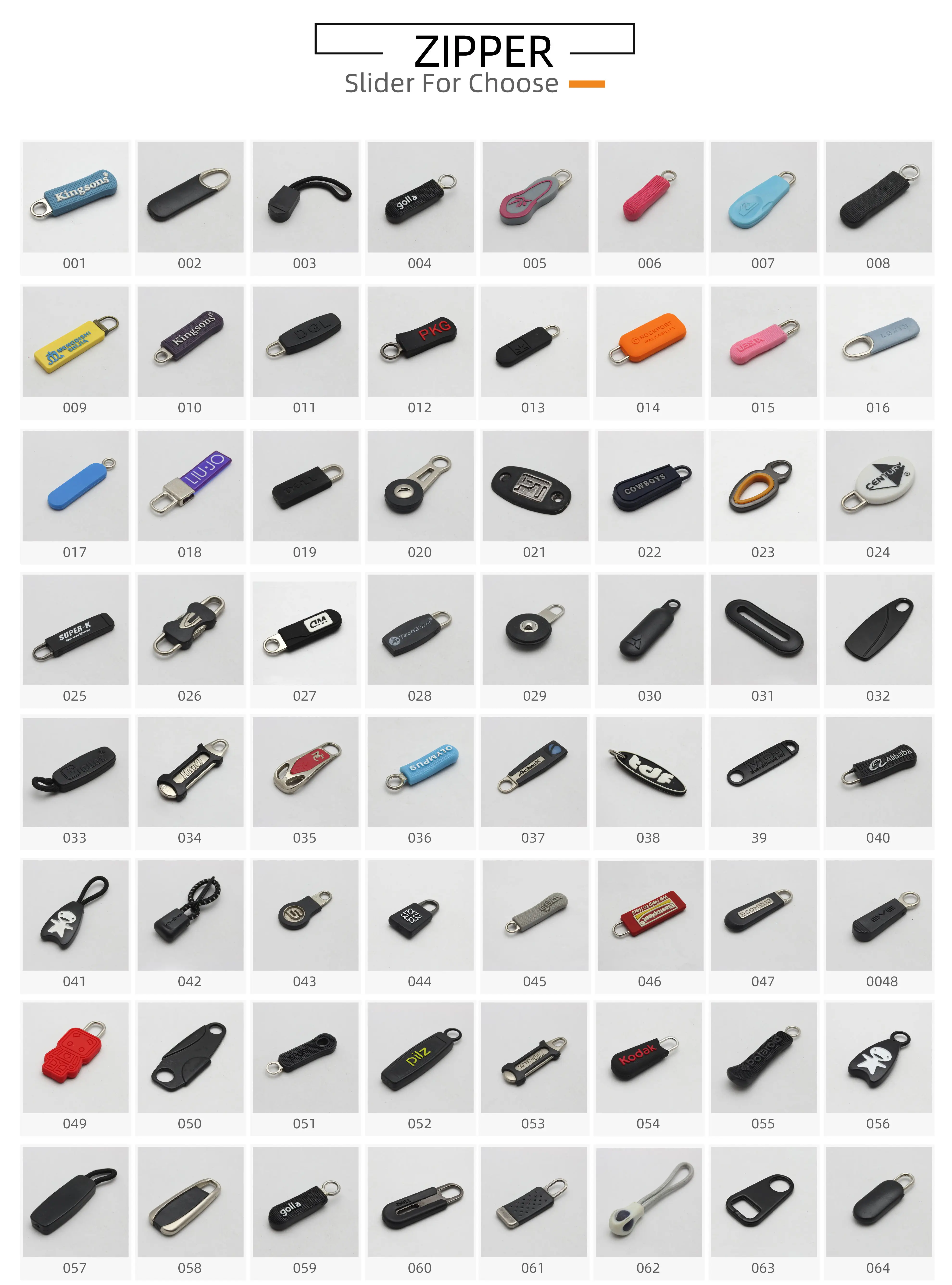 Custom Simple Double Side Best Quality Classic Zipper Head Custom Metal Zipper Slider Custom