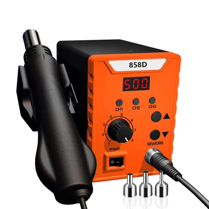 Rework 8586 858D 2-in-1 Multi-Function Soldering Station with Soldering Iron and Hot Air Gun, Adjustable Temperature and Airflow