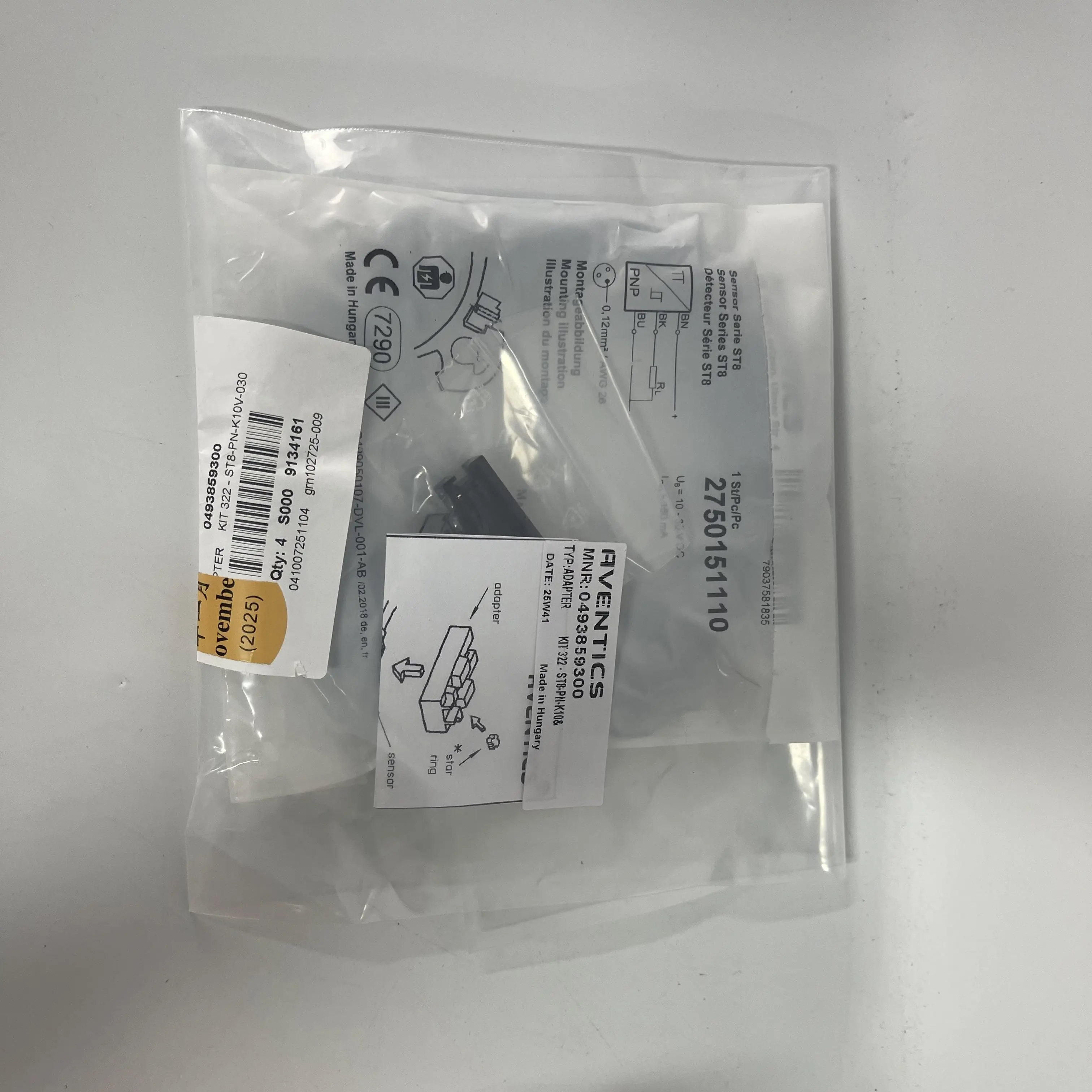 Aventics Sensor Kit Mounting Adapter KIT 322-STB-PN-K10V-030 MNR: 0493859300