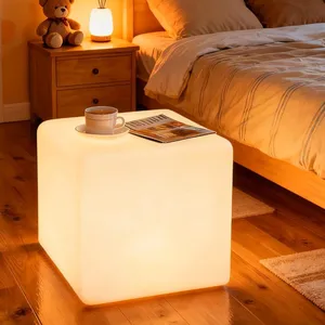 Modern Rechargeable Cocktail Table Light-up Outdoor Waterproof Illuminated Led Cube Bar Table
