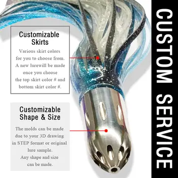 CHEERY High Quality SSLN01 Octopus Squid Skirt Stainless Steel Head Trolling Lure Saltwater Marlin Tuna Big Game Fishing Lures – Trolling Lure – view 5