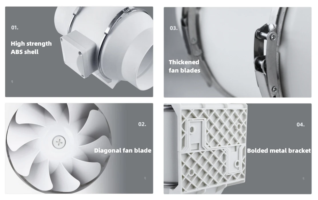 Inline Duct Fan, 220V, 120mm, Plastic - detail 16