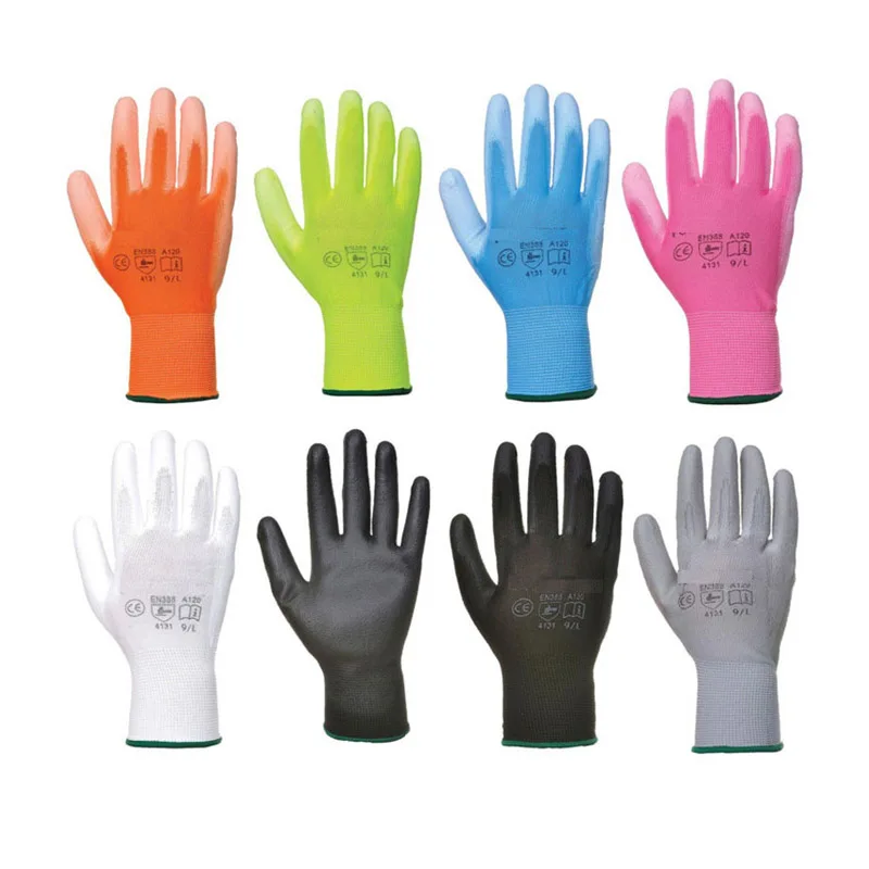 Personal Protective Equipment Ce Gloves With En388 4131 Full Pu Coated Work Gloves Guante Para