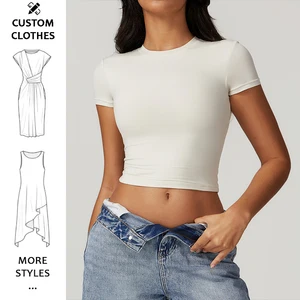 Custom Gym Crop Top Mujer Sexy Short Sleeve t Shirt Femme White Plain Crop Tops for Women Wholesale 2026