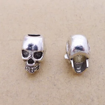 AA018294 12x9mm Antique Silver Plated Antique Plated Zinc Alloy Skull Big Hole Beads Pendants