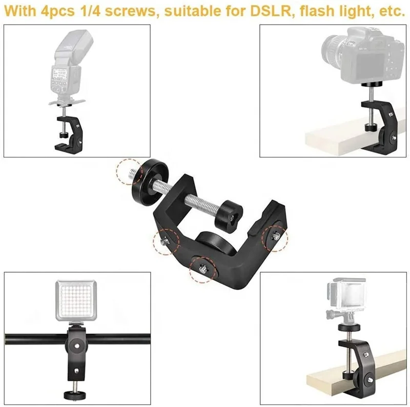 Универсальный Регулируемый винтовой адаптер с резьбовыми отверстиями 1/4 дюйма, сверхмощное металлическое Крепление-зажим для цифровой зеркальной камеры