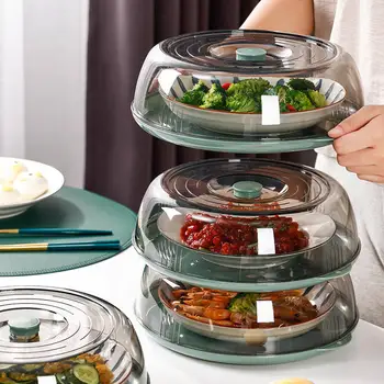 Multilayer Stackable Dust Proof Plate Food Cover Round Dish Cover Clear Plastic Insulation Food Cover