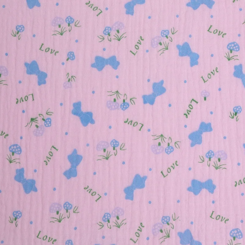 Высококачественная дышащая хлопчатобумажная креп-ткань с цветочным принтом на метрах, материал Seersucker для детской одежды «сделай сам»