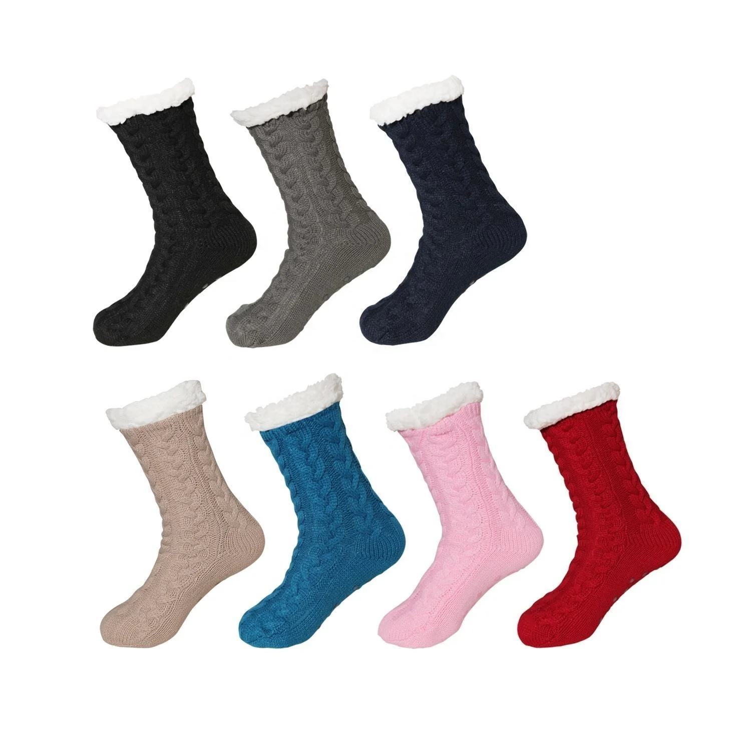3 Paar Damen-Socken Mit Sherpa-Fleece-Futter - Warme Thermo-Wollmischung, Pink, Einheitsgröße