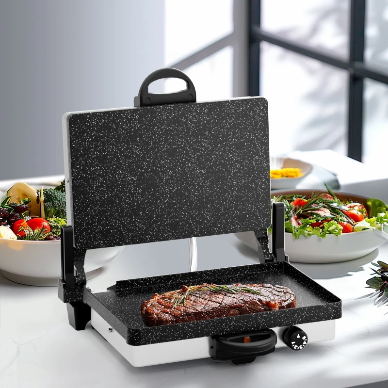 Multifunctional Square Electric Grill Oven with Non-Stick PTFE Plate Die-Cast Electric Toaster for Baking BBQ US Plug