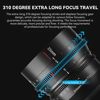 7artisans 35mm T2.0 Large Aperture Full Frame Cine Lens Manual Focus for Lei Ca L Sony E Nikon Z Mount Cameras DSLR Cinema Lens detail image