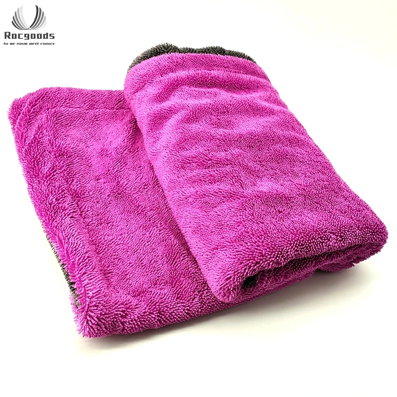 Оптовая продажа, впитывающее серое полотенце из микрофибры без ворса с перекручивающейся петлей, 50*80 см, 1200 г/м2, салфетка для чистки автомобиля, полотенца