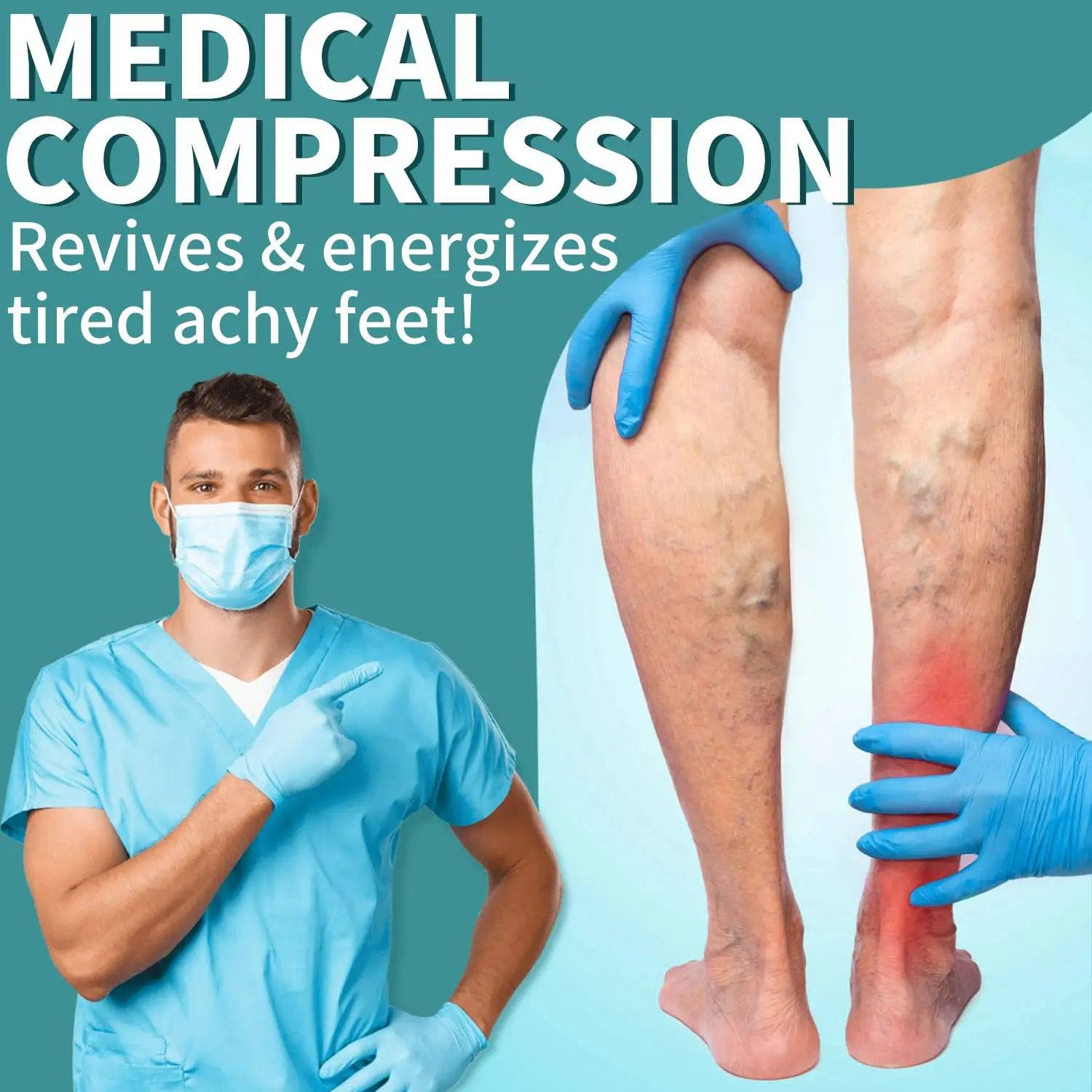 Custom Print Quick Dry Sport Print Graduated Circulation Copper Floral Nurse Medical Compression Socks