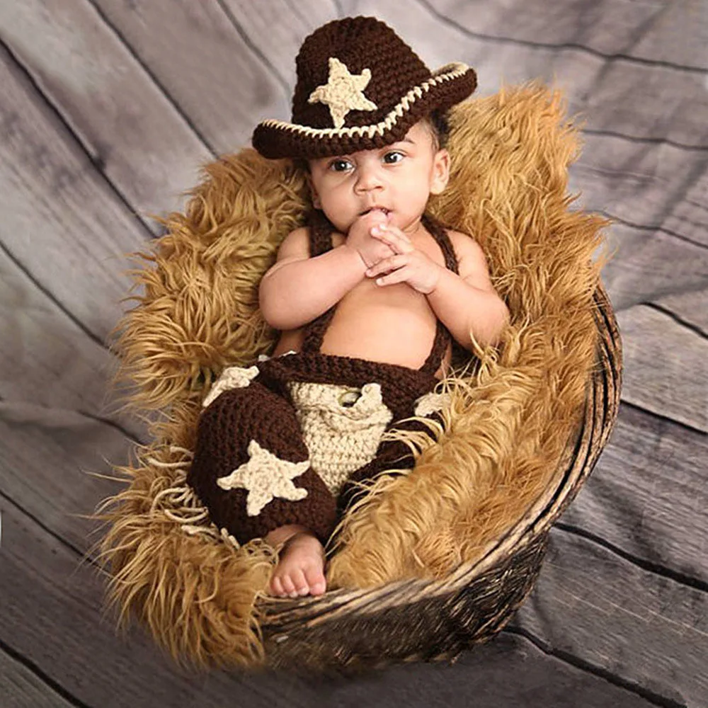 Baby Photo Props Knit Photo Shoot Crochet Baby Cowboy Beanie Hat Costume  Photography Props Clothing Set - Buy Crochet Baby Set,Infant Crochet  Photography Props Costume,Crochet Cowboy Outfit Product on 