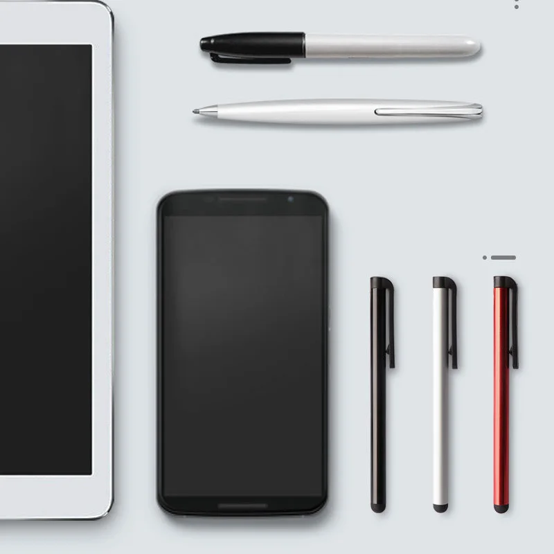 100 шт./лот стилус для емкостного сенсорного экрана для IPhone IPad IPod Touch подходит для других смартфонов планшетов металлический стилус карандаш