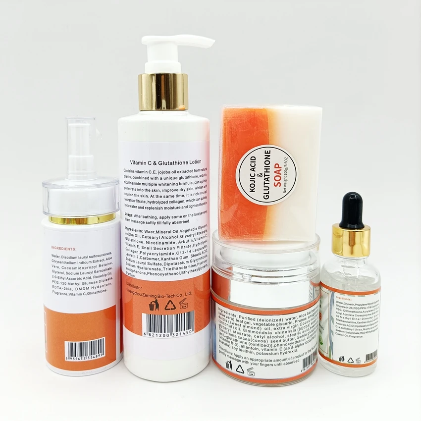 glutathione foods Private Label L-glutathione Vitamin C Facial Skin Care Sets Organic  Moisturizing Whitening Brighten Face Skin Care Set Natural